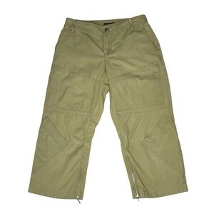 BANANA REPUBLIC Y2K Loose Fit Zip Legs Green Utility Pants Women's Size 4